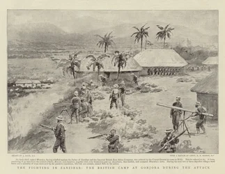 Walka na Zanzibarze, brytyjski obóz w Gonjorze podczas ataku